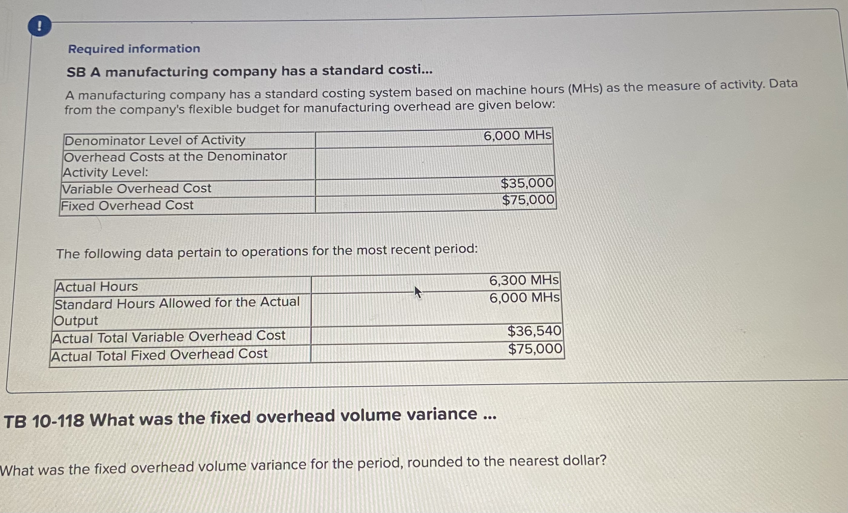 was the fixed overhead volume variance for the period, rounded to the