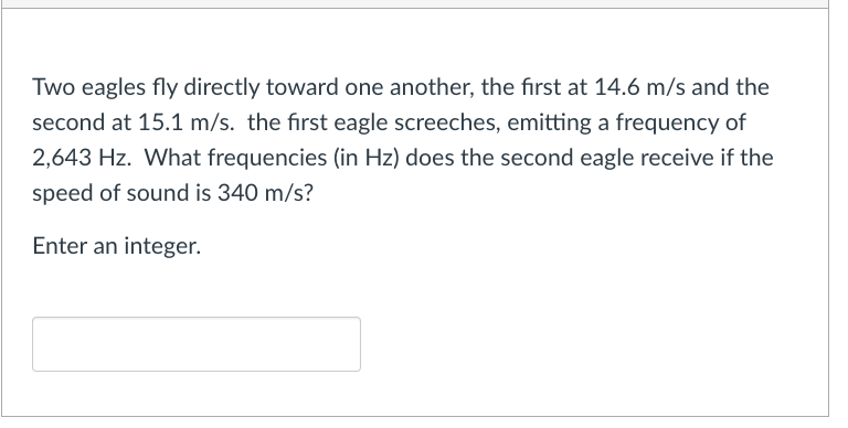 Two eagles fly directly toward one another, the first at 14.6