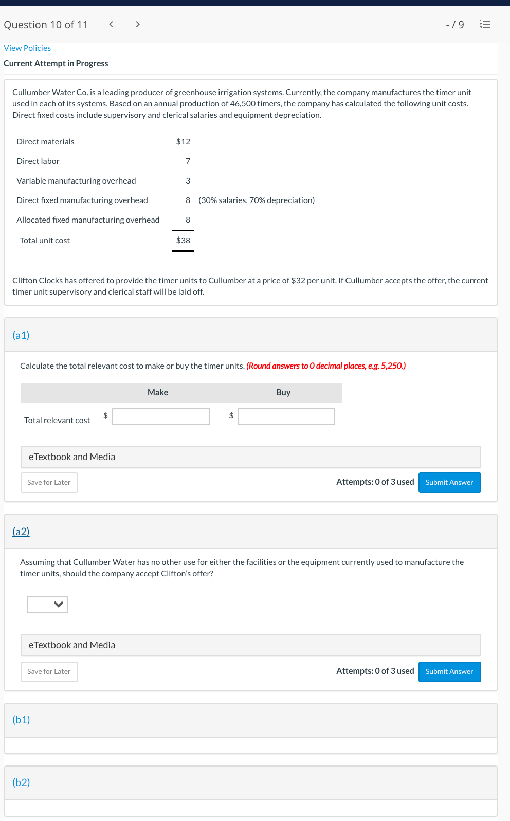  Question 10of11 J9 E View Policies Current Attempt in Progress Cullumber