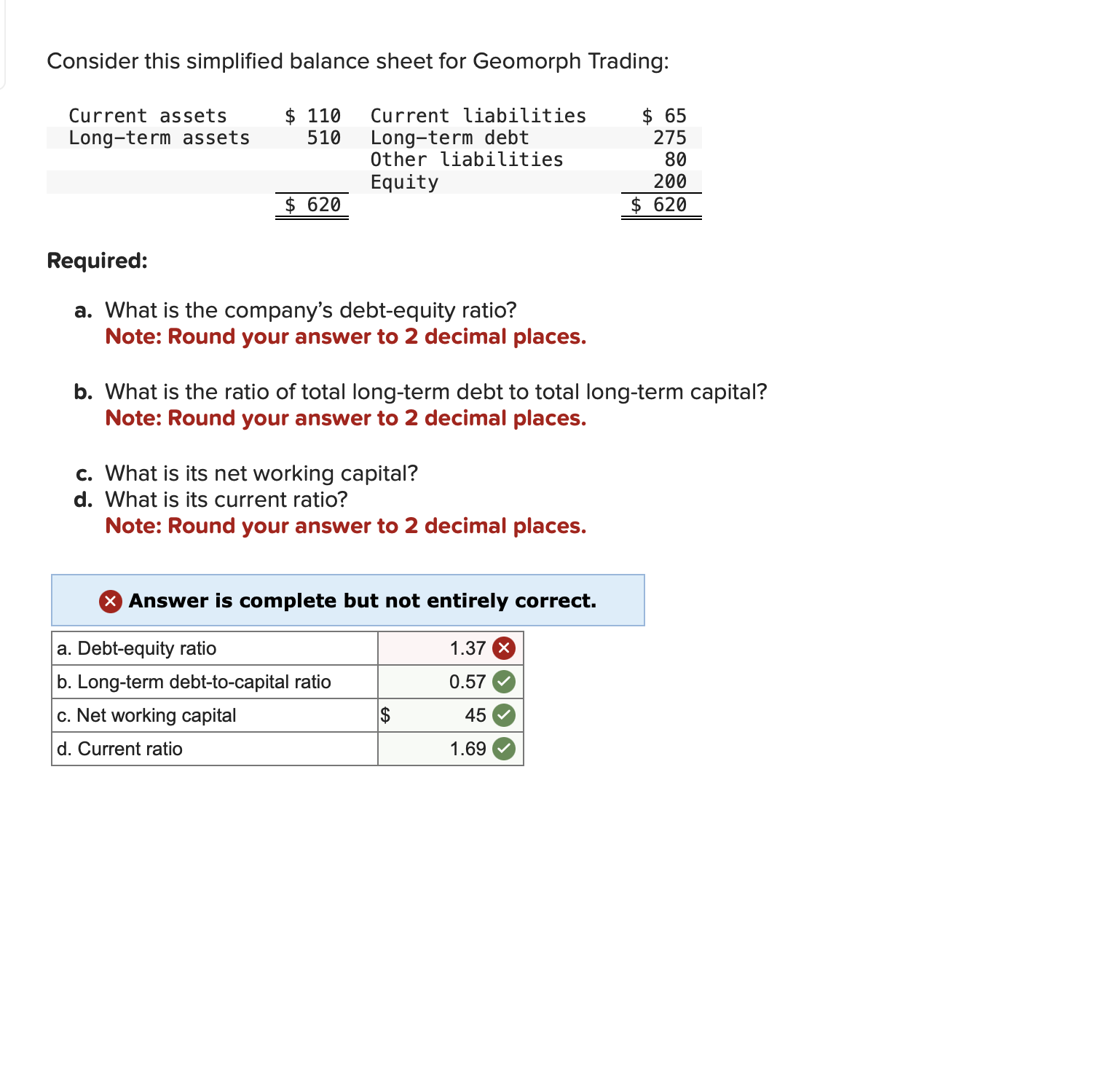  Consider this simplied balance sheet for Geomorph Trading: Current assets $