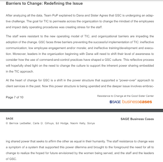 GSC with the impending change to their operational philosophy which incorporates TIC?