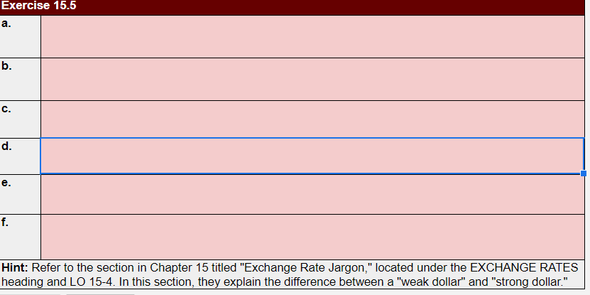 Exercise 15.5 Exercise 15.5 a. b. C. d. e. f. Hint: Refer
