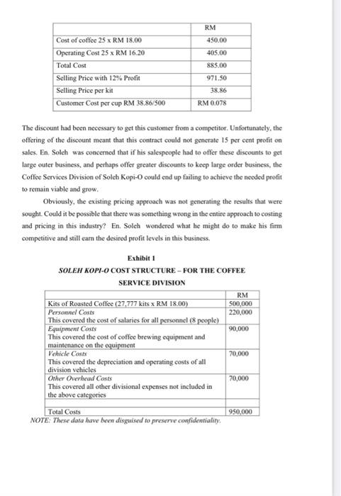 whole approach to costing and pricing in this industry. Using the comments