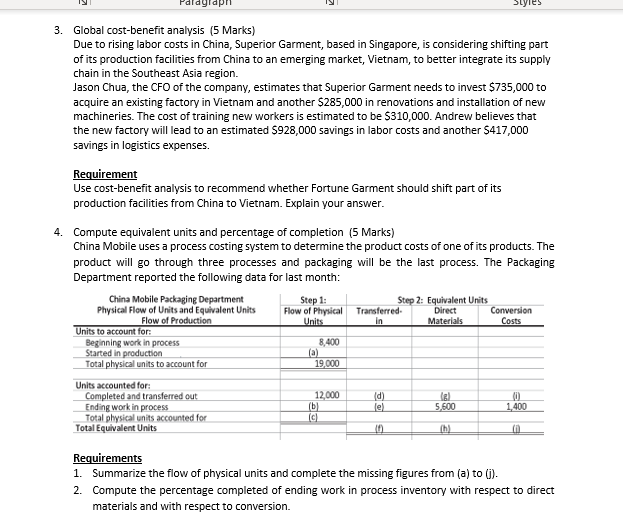 there is 2 question 3. Global cost-benefit analysis (5 Marks) Due to