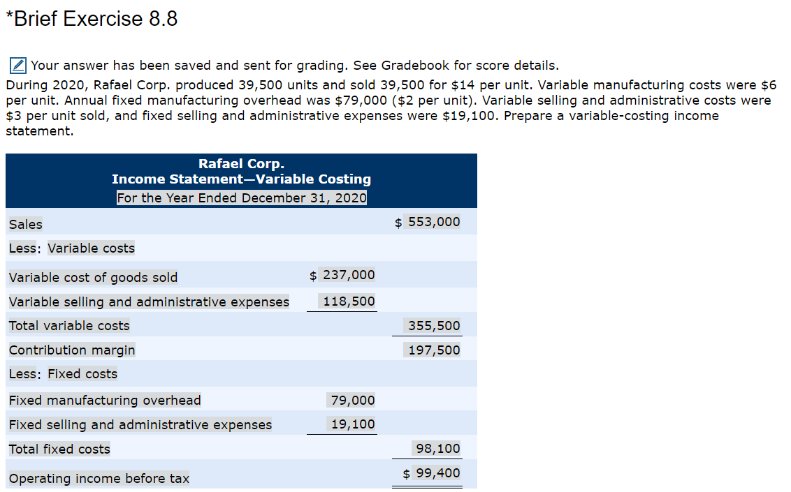 Check if this answer is correct. Brief Exercise 8.8 Your answer has