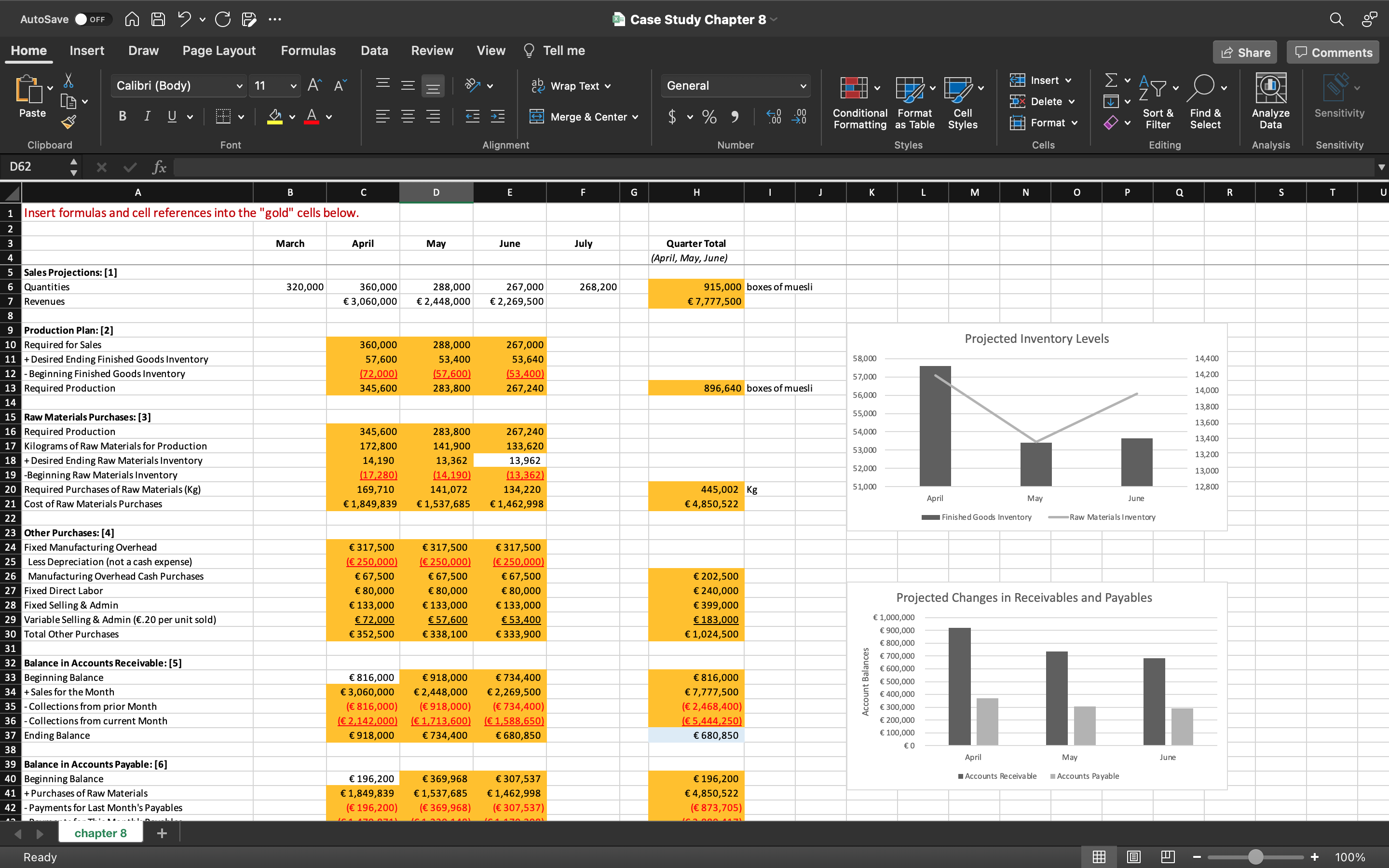  AutoSave OFF A ACE ... Case Study Chapter 8 Home Insert