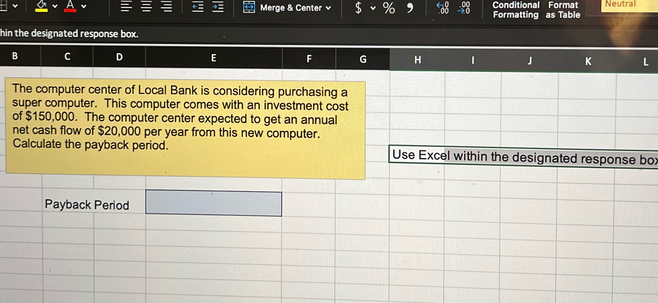 Please include calculation steps for each item Merge & Center v 0