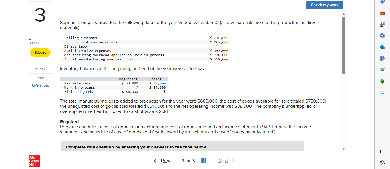 an income statement for the year. 5 points Superior Company Income Statement