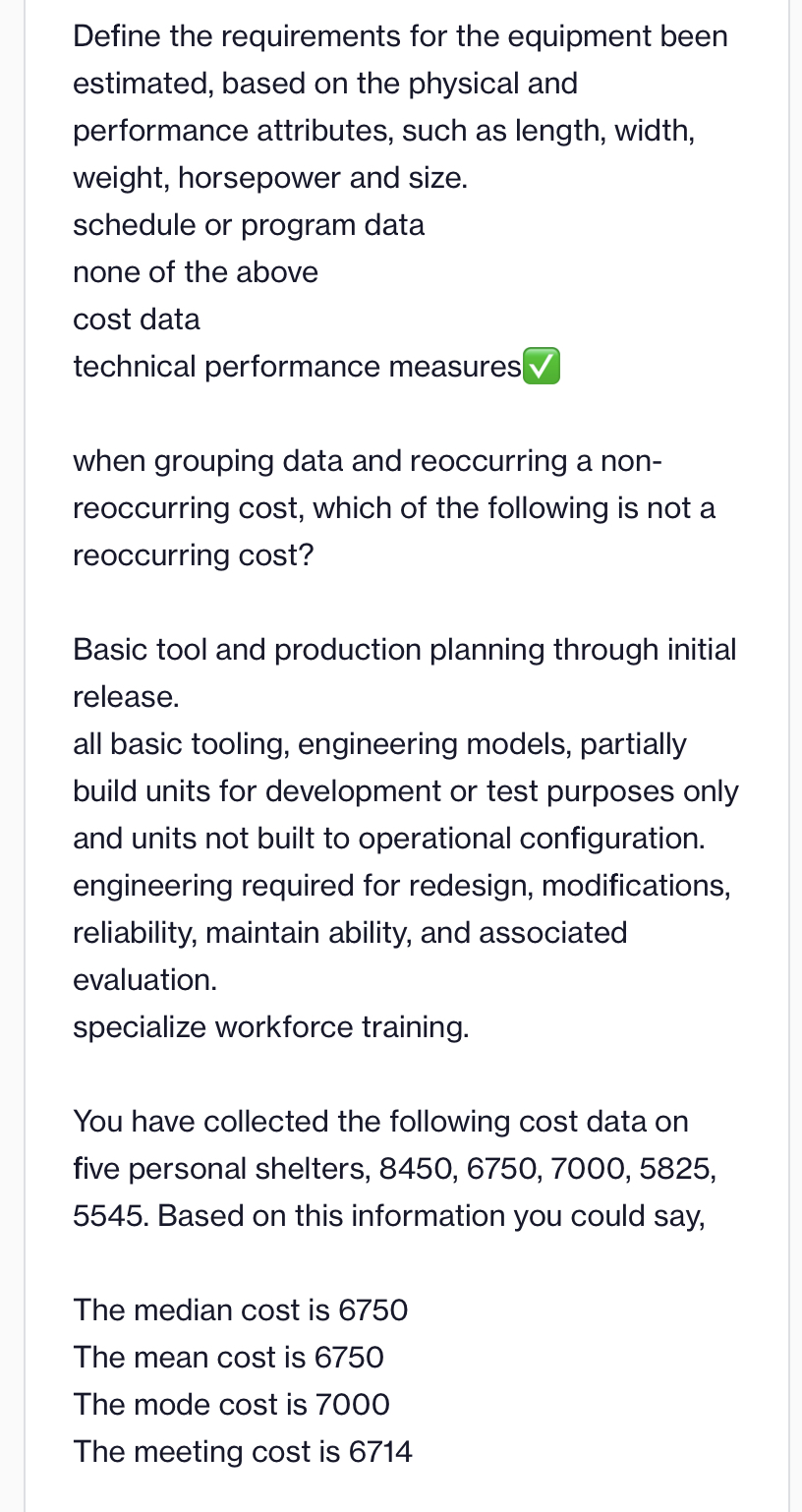 please review, correct and explain . Define the requirements for the equipment