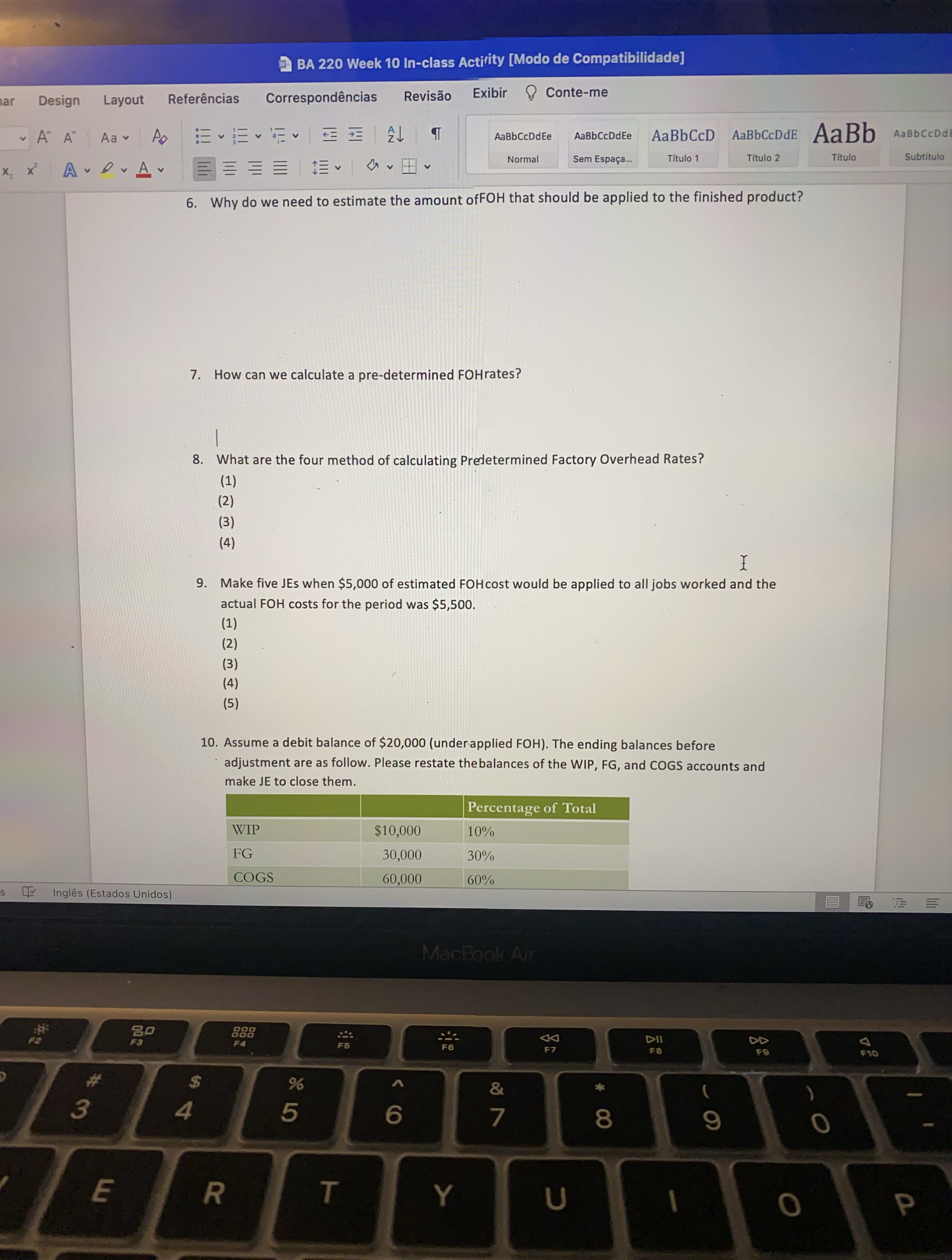  BA 220 Week 10 In-class Activity [Modo de Compatibiliste] lar Design