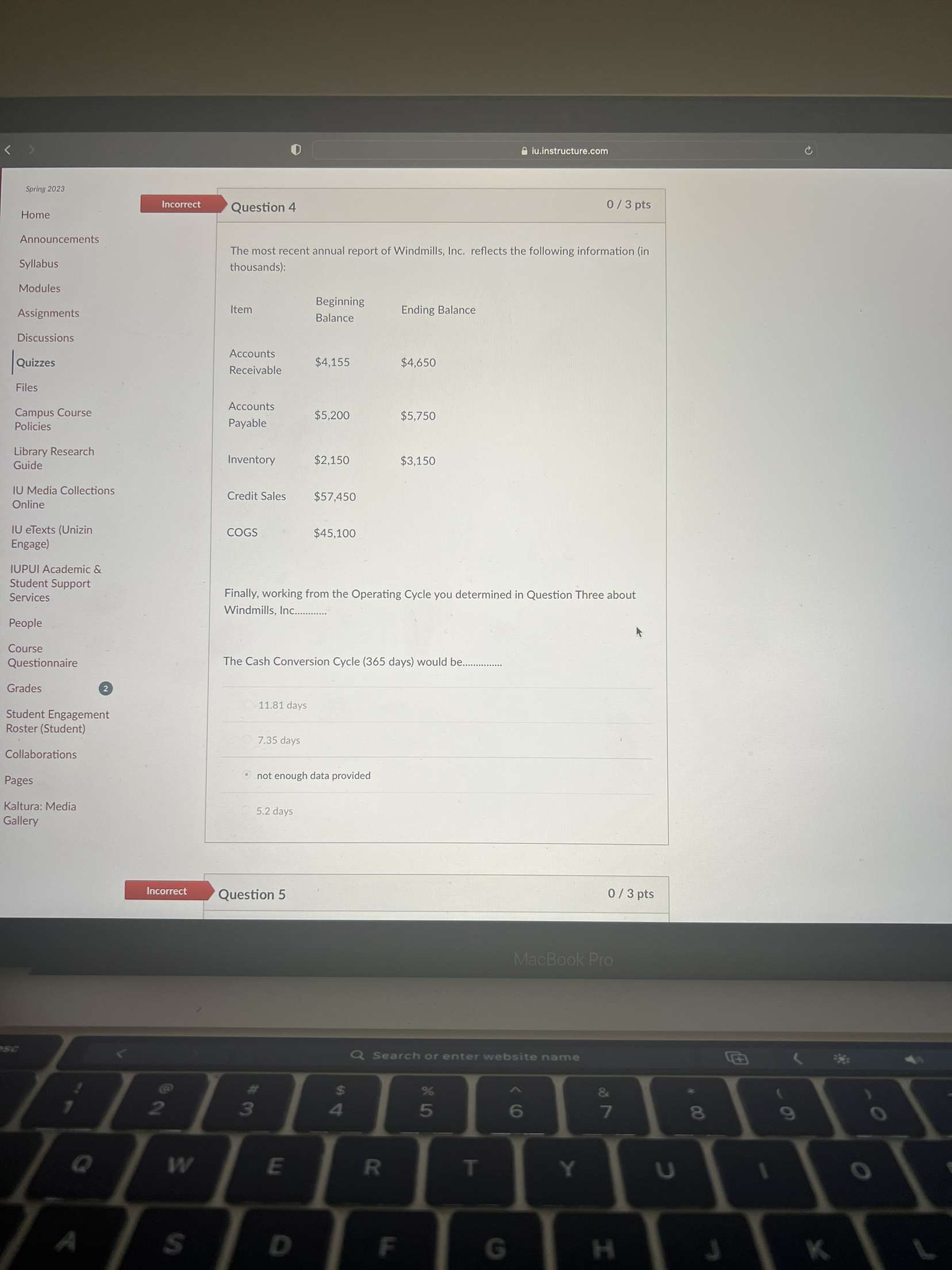 information (in Syllabus thousands): Modules Beginning Item Ending Balance Assignments Balance Discussions