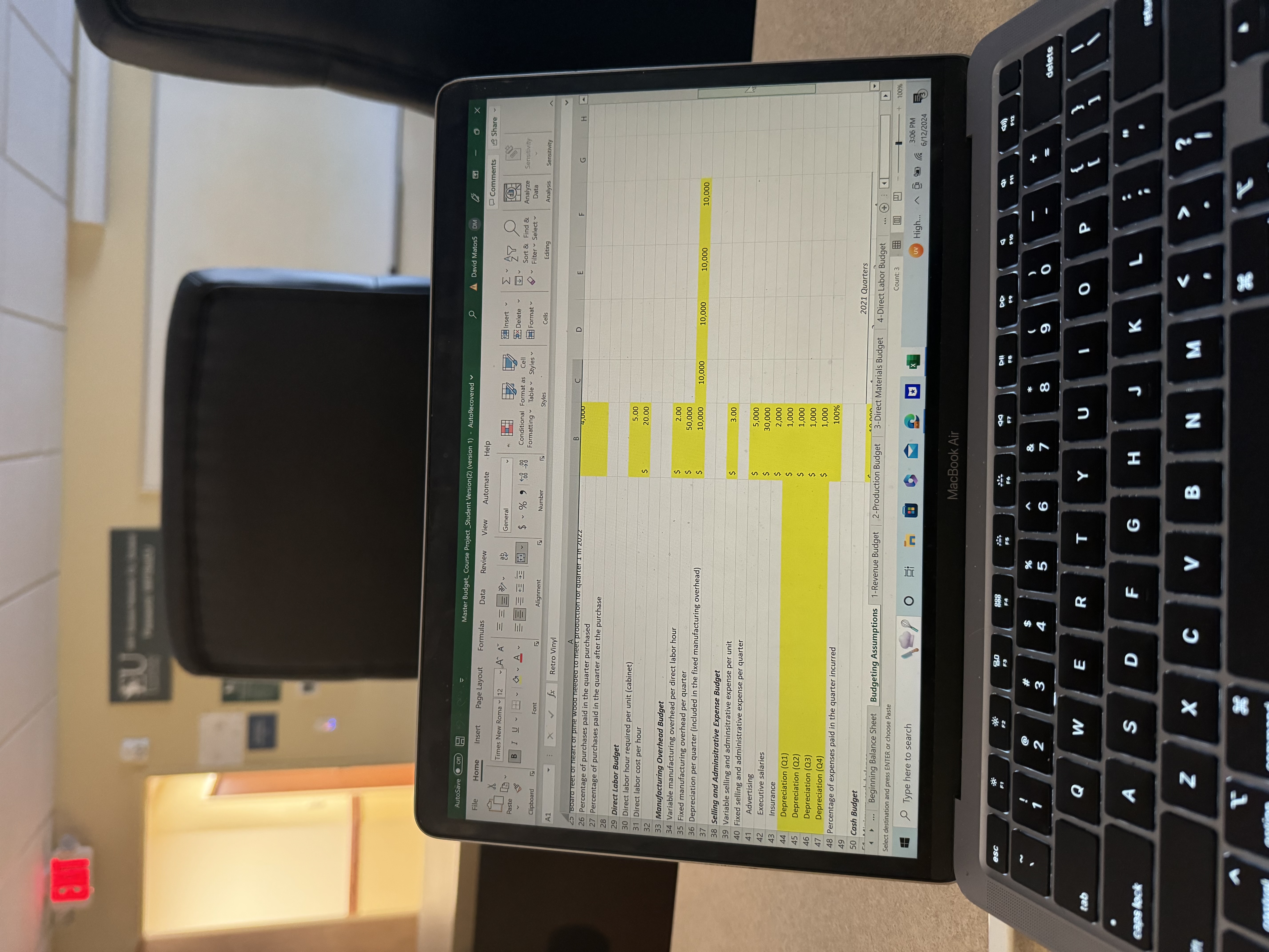  AutoSave @ on Master Budget_ Course Project _Student Version(2) (version 1)