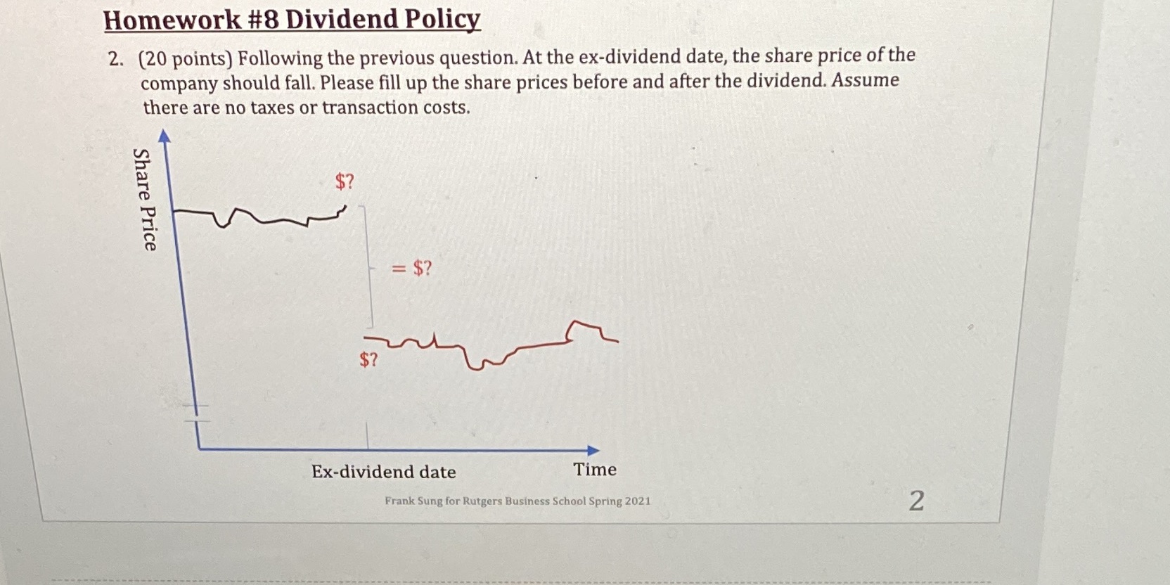 Please show step by step Homework #8 Dividend Policy 2. (20 points)