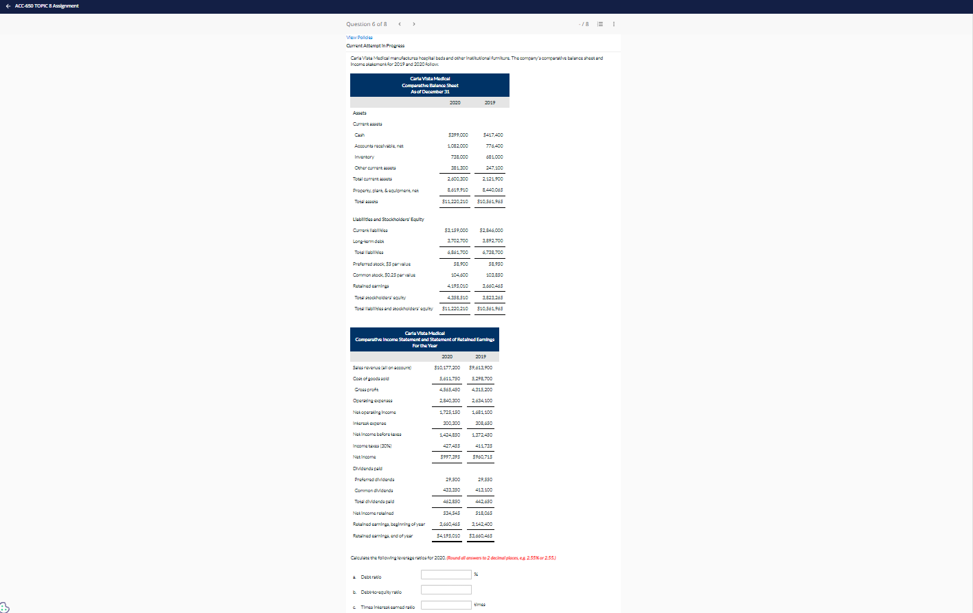  ACC-650 TOPIC & Assignment Question 6 of 8