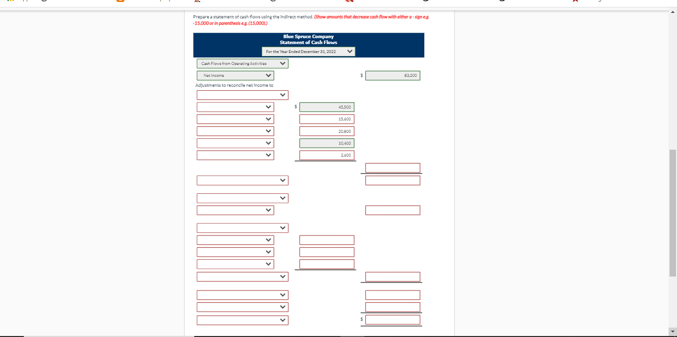 Spruce Company. Blue Spruce Company Comparative Balance Sheets December 31 Assets 2022