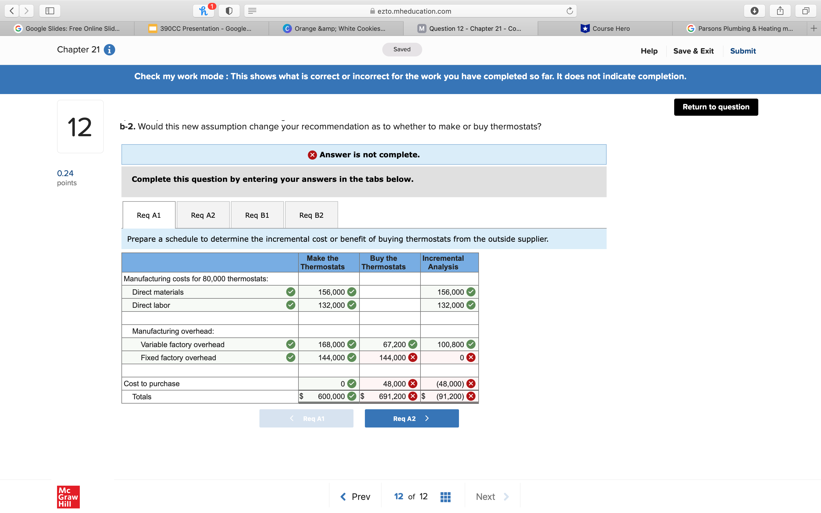 Submit Check my work mode : This shows what is correct or