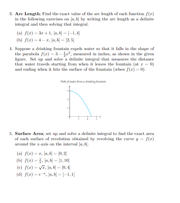 2 and the x-axis on [2, 5]. For each line of rotation
