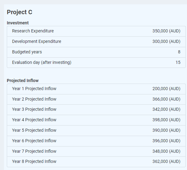 RnD. Here are few RnD Projects being considered. Your job is to