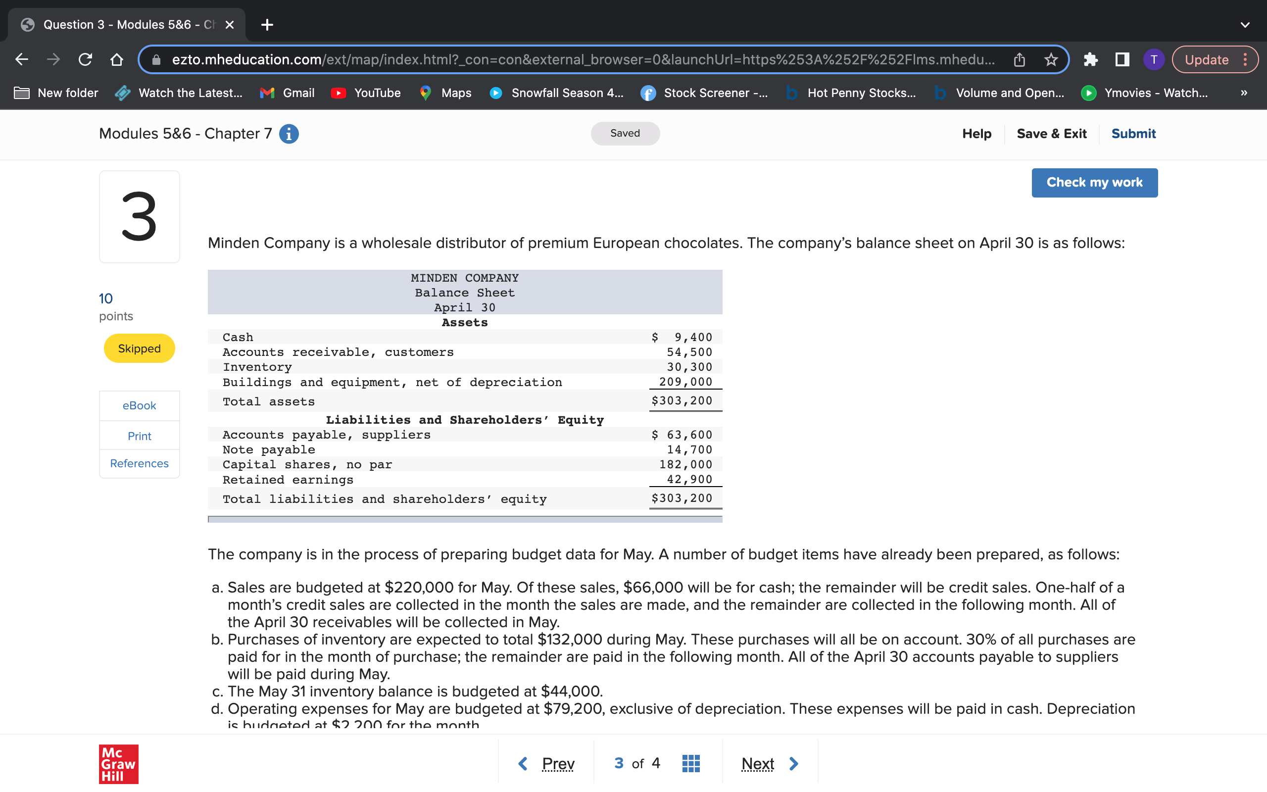  9 Question 3 - Modules 5&6 - ( X + V