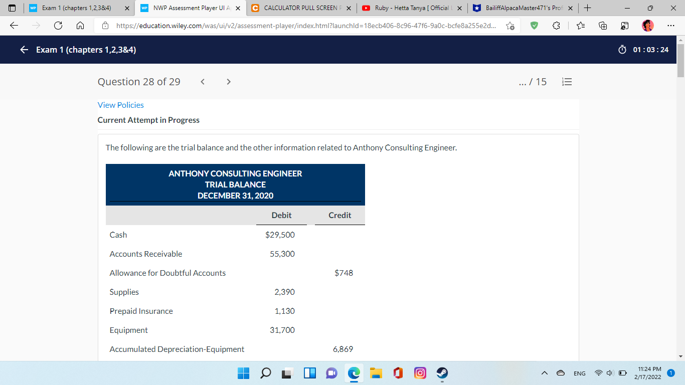  WP Exam 1 (chapters 1,2,38(4) X WP NWP Assessment Player UI