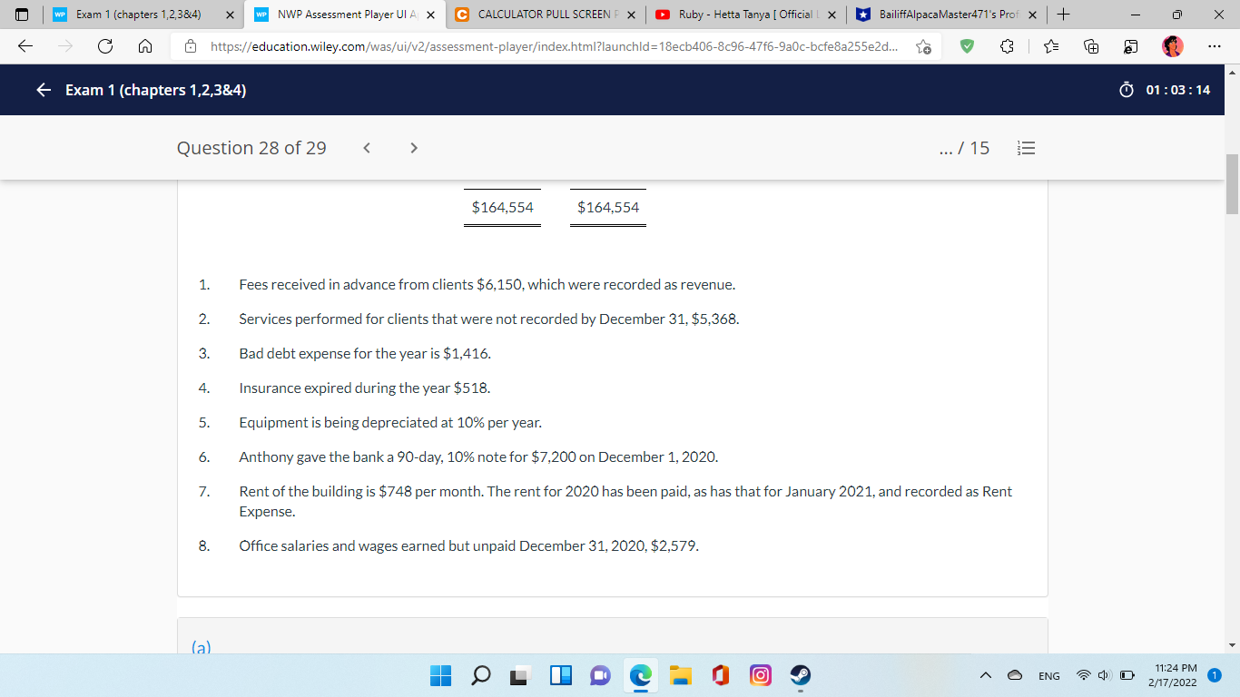 [ Official L X BailiffAlpacaMaster471's Prof X + X https://education.wiley.com/was/ui/v2/assessment-player/index.html?launchld=18ecb406-8c96-47f6-920c-bcfe8a255e2d. - Exam