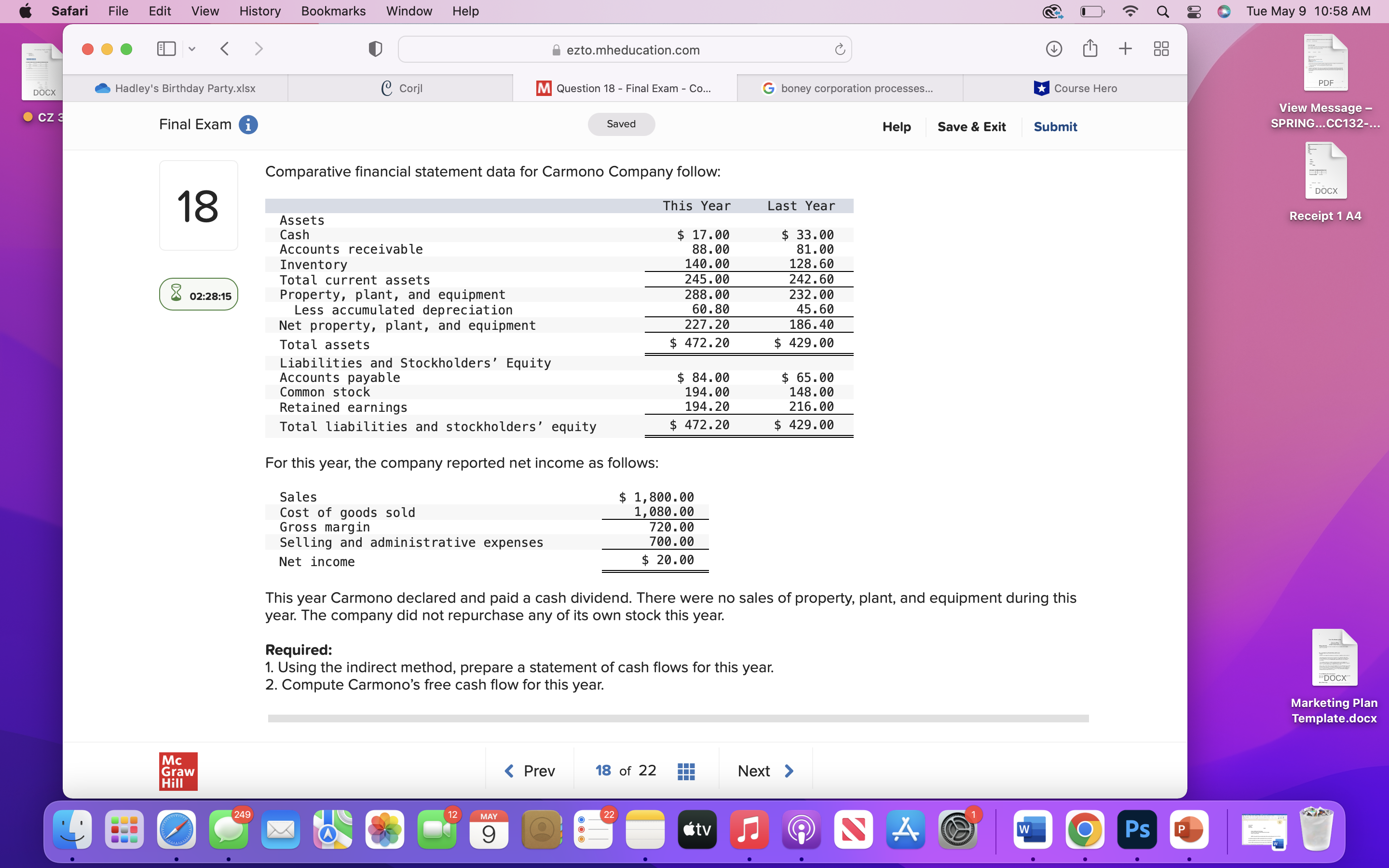 Safari File Edit View History Bookmarks Window e Corjl Help a ezto.mheducation.com