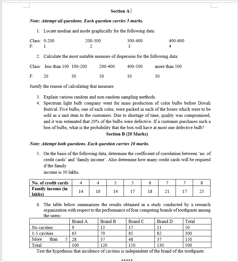 J |_ Section A | Note: Am: ail questions. Each question