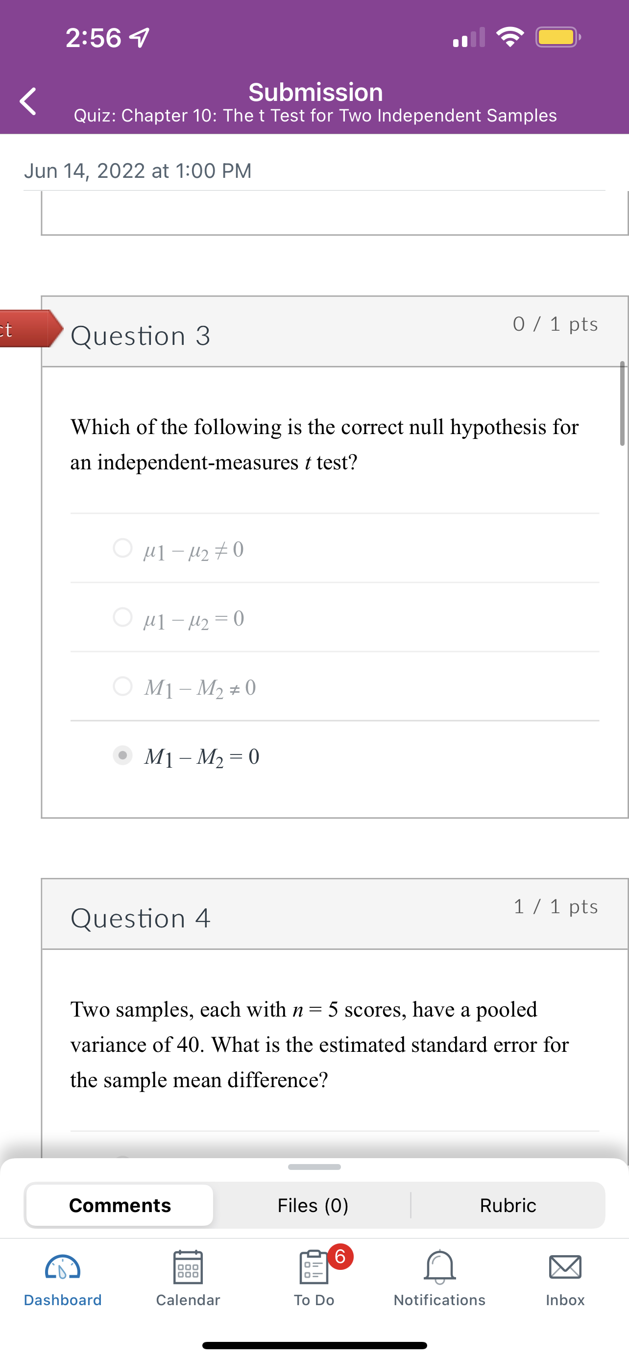 equal variances. The two population variances are not equal. The two populations