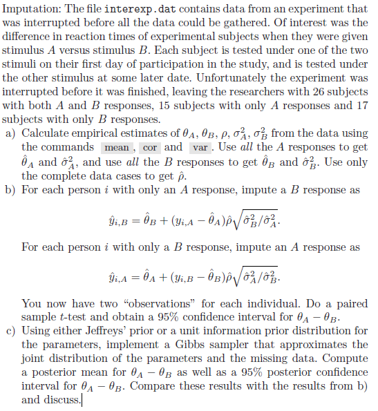 lmputation: The le interexp . dat contains data from an experiment
