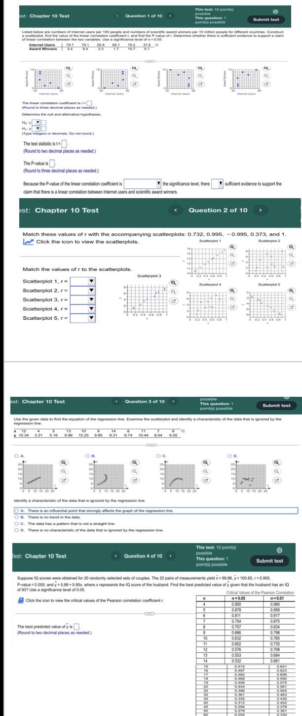  This test: 10 pointis st: Chapter 10 Test Question 1 of