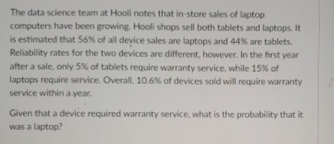 probability that it was a laptop The data science team at Hooli