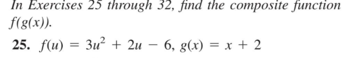 \f28. f(u) = (2u + 10) , g(x) = x -