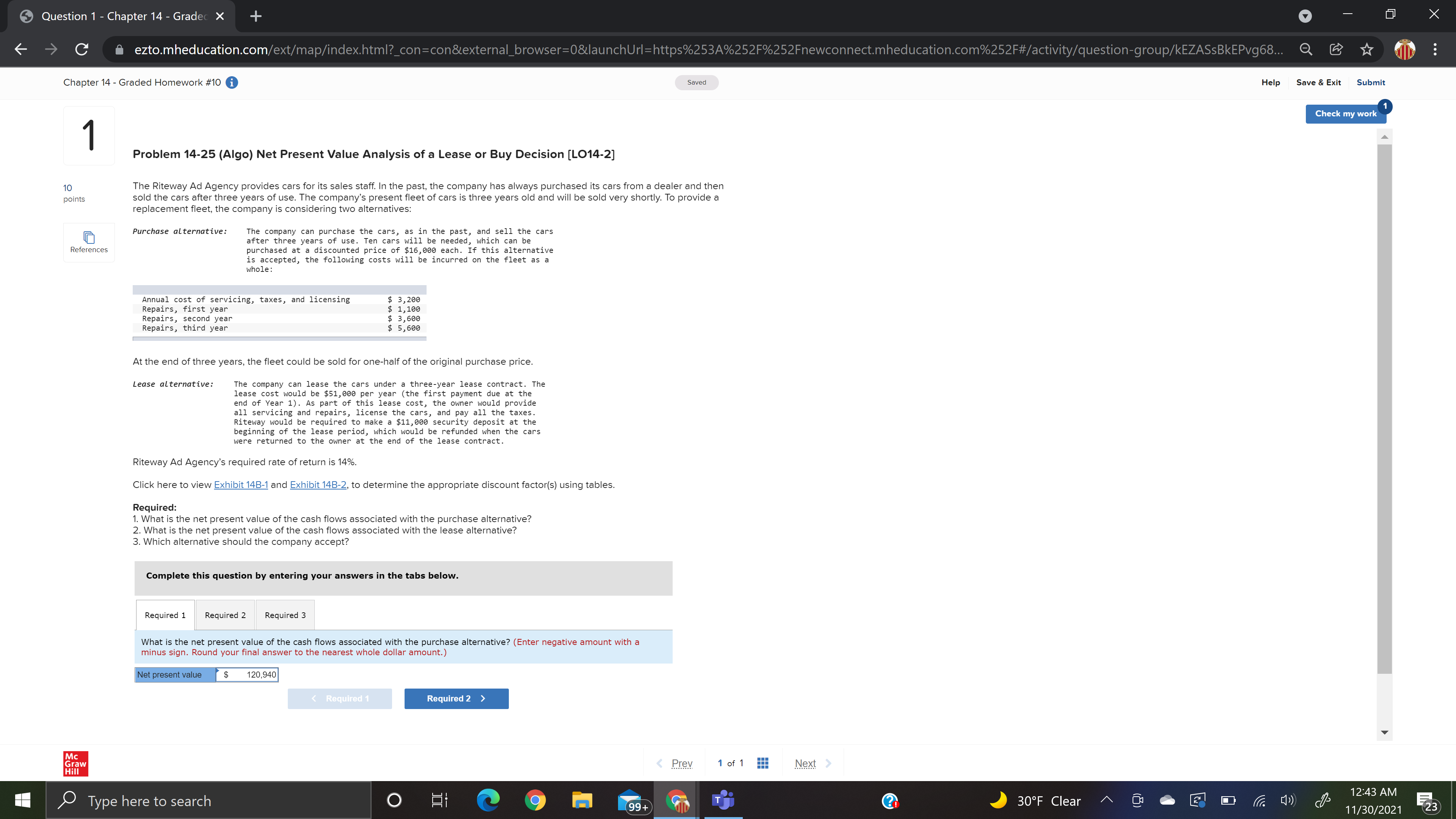  Question 1 - Chapter 14 - Gradec X X C ezto.mheducation.com/ext/map/index.html?_con=con&external_browser=0&launchUrl=https%253A%252F%252Fnewconnect.mheducation.com%252F#/activity/question-group/kEZASsBkEPvg68...