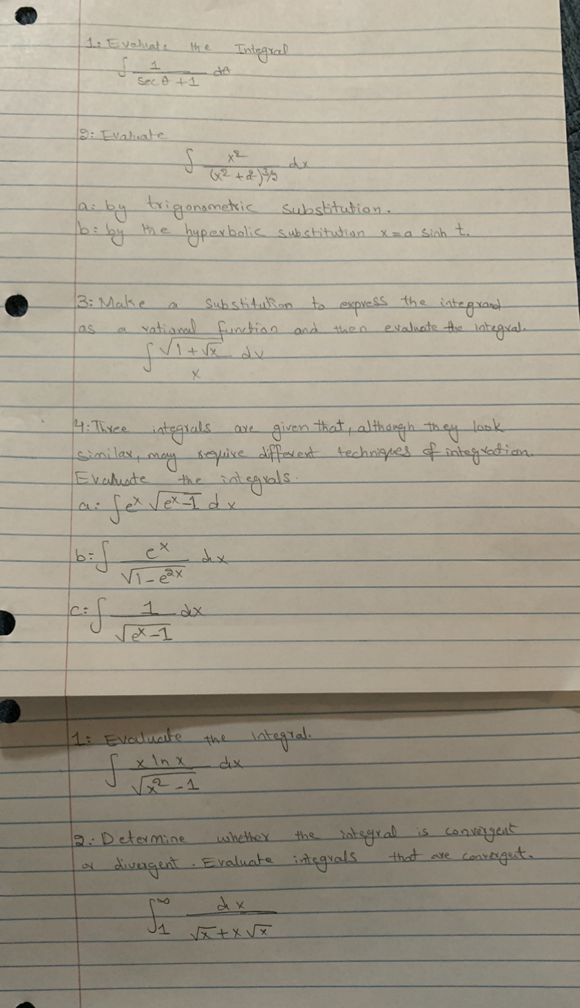  1 : Evaluate the Integral Sec e + 1 2 :