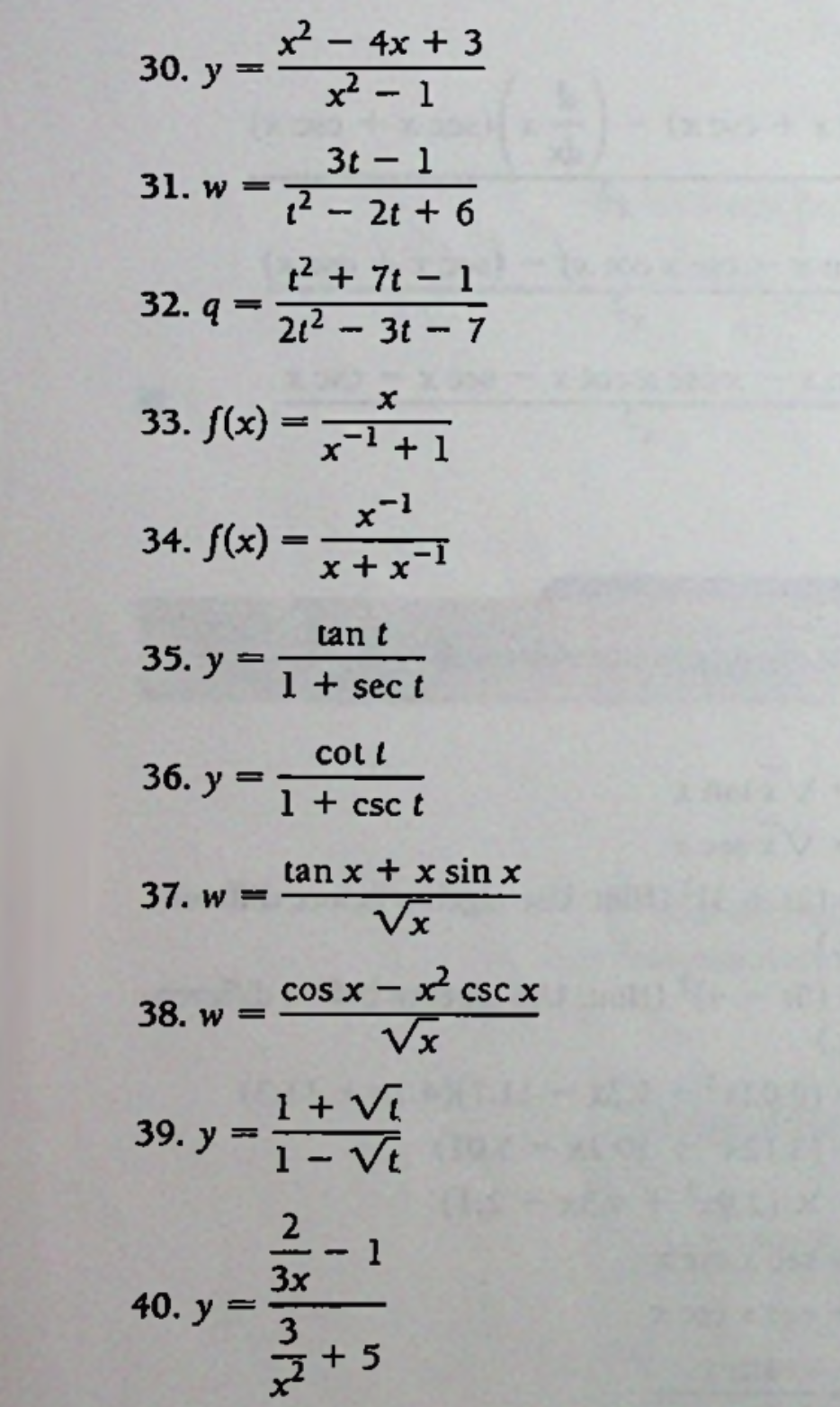 Please answer 30, 32, 34, 36, 38, 40 Please do it on