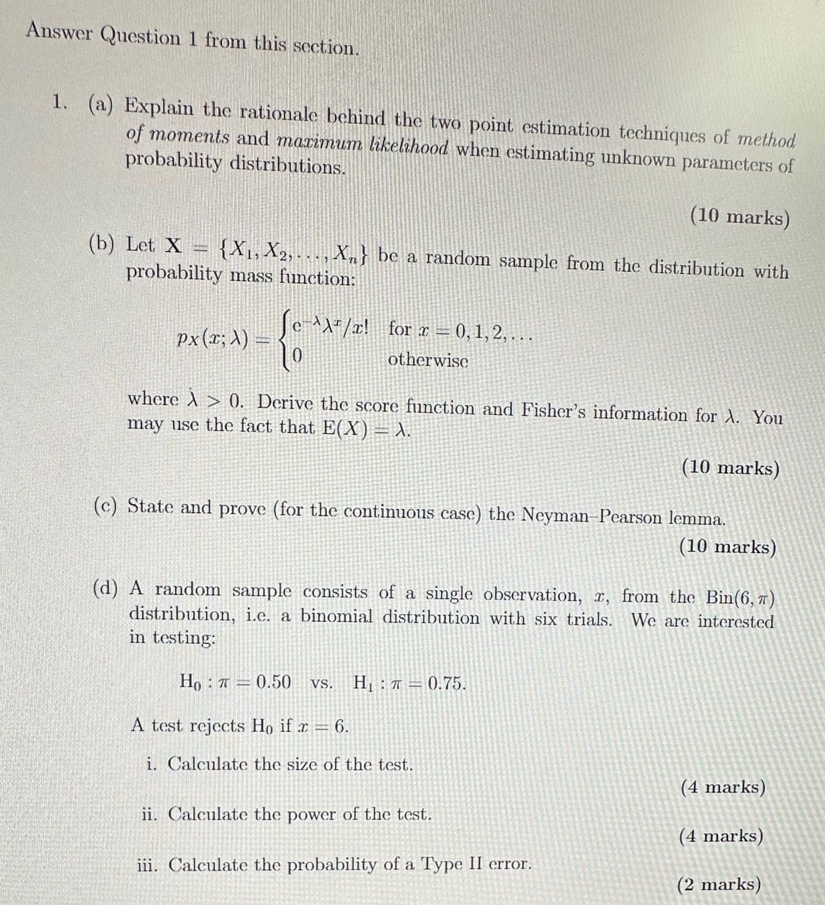 Answer all the questions Answer Question 1 from this section. 1. (a)