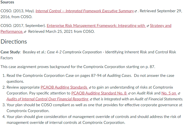 to create a plan to design systems of internal control. In 1992,