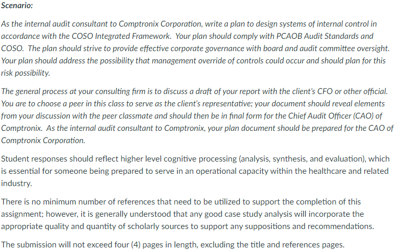 the Committee of Sponsoring Organizations of the Treadway Commission (COSO) developed a