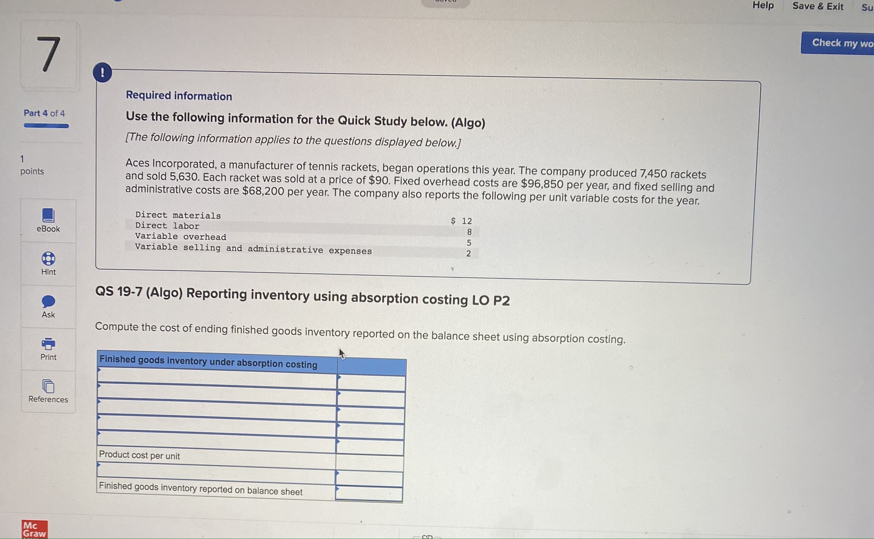 Part 1 of 2 Alden Company's monthly data for the past year