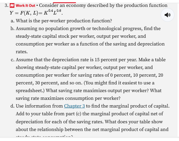  3. [ Work it Out + Consider an economy described by