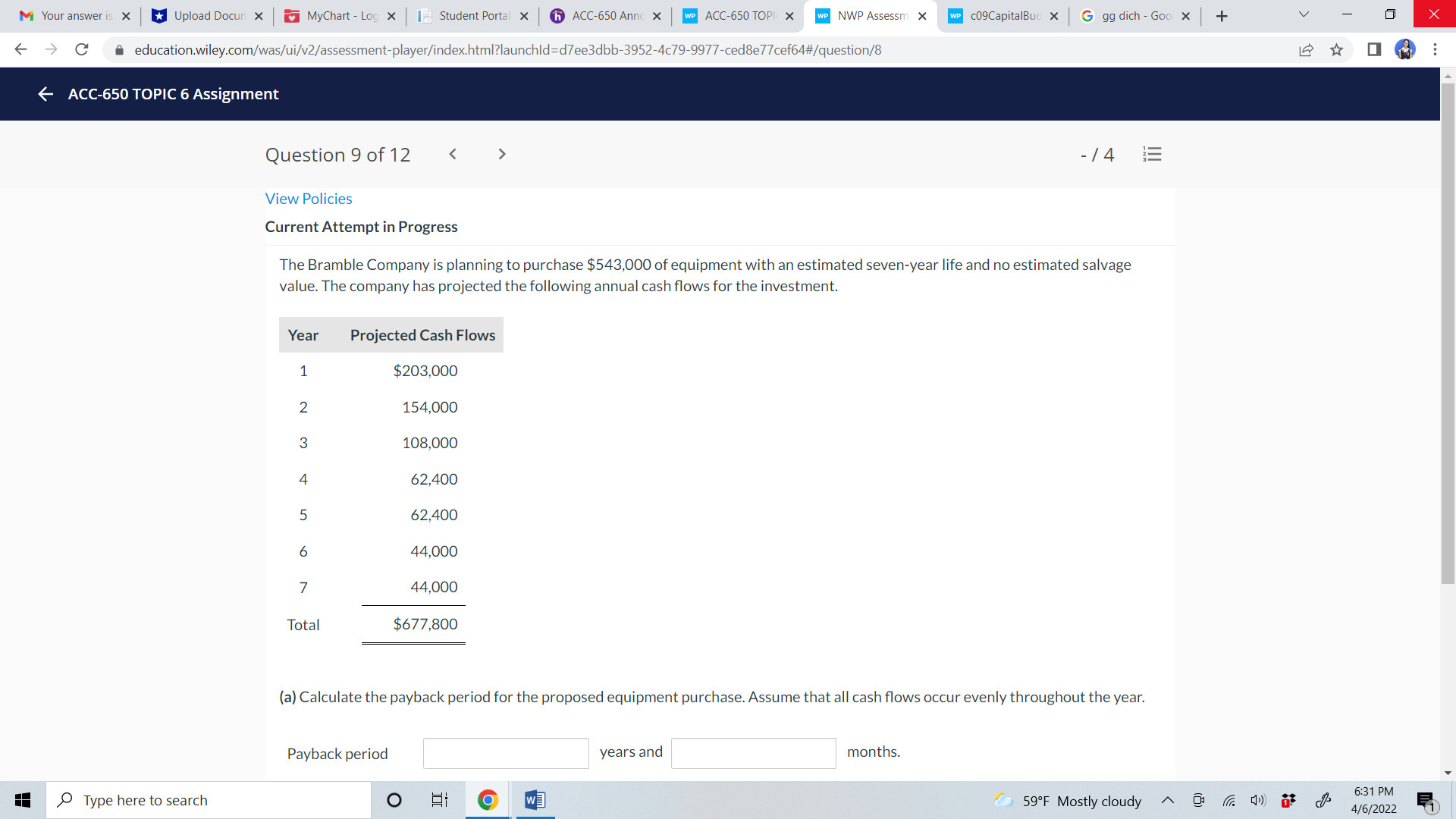  M Your answer is X Upload Docun x MyChart - Log