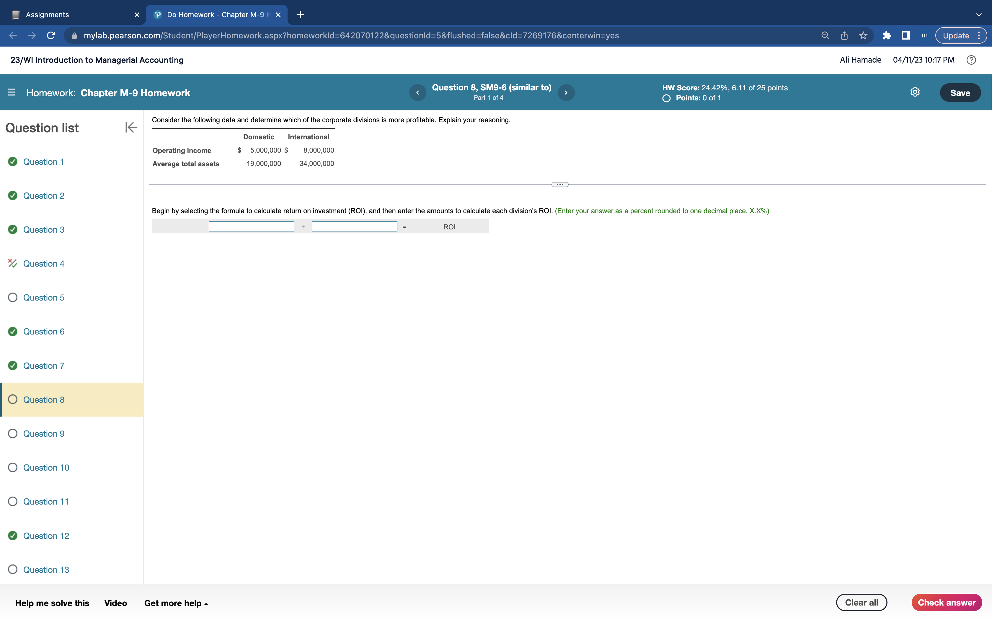 Assignments X P Do Homework - Chapter M-9 C A mylab.pearson.com/Student/PlayerHomework.aspx?homeworkld=642070122&questionld=5&flushed=false&cld=7269176¢erwin=yes