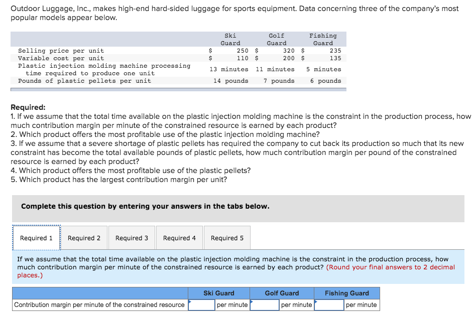 Managerial Accounting chapter 12 graded homework 5 part answer. Exercise 12-5 volume