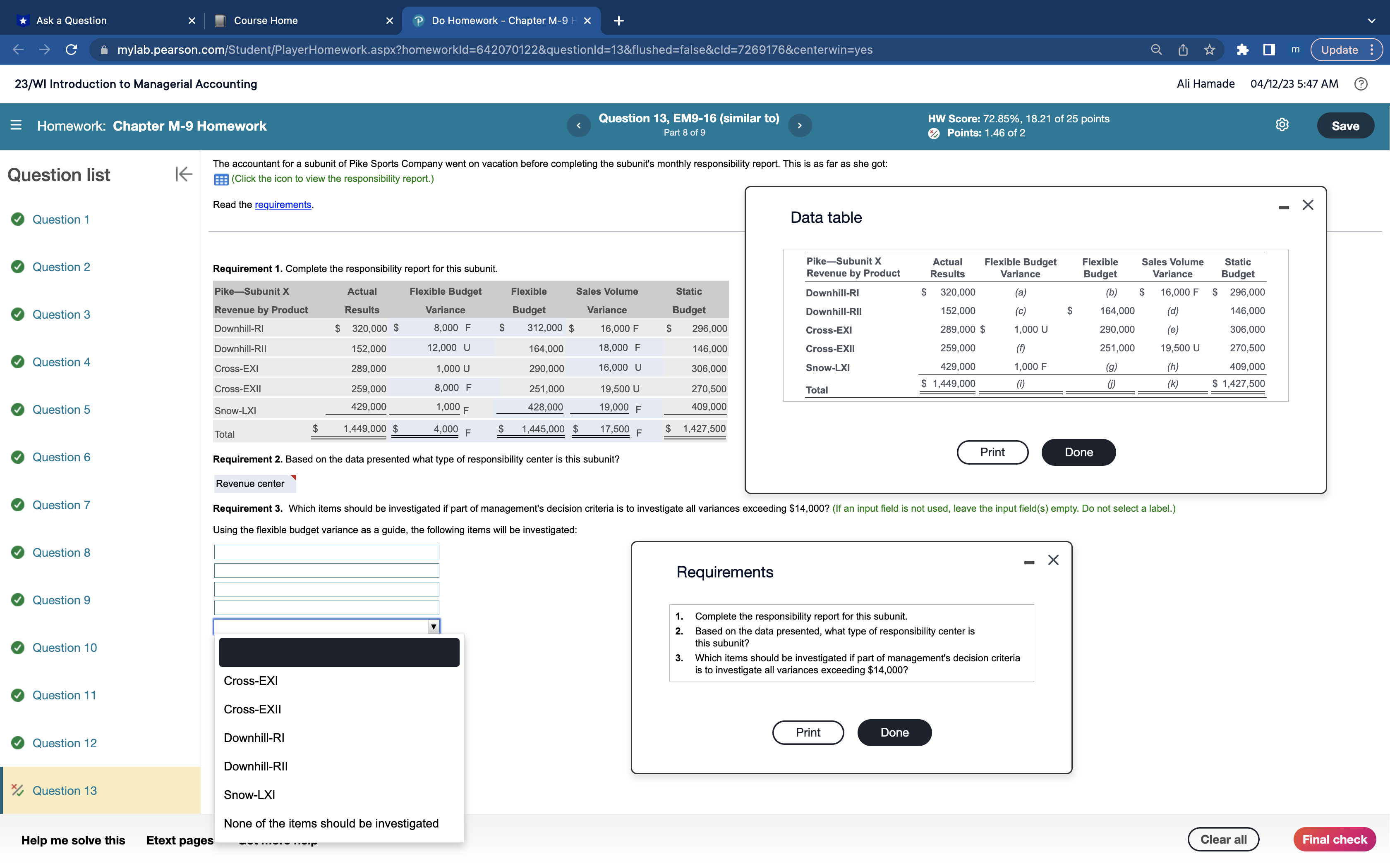 Ask a Question X Course Home P Do Homework - Chapter