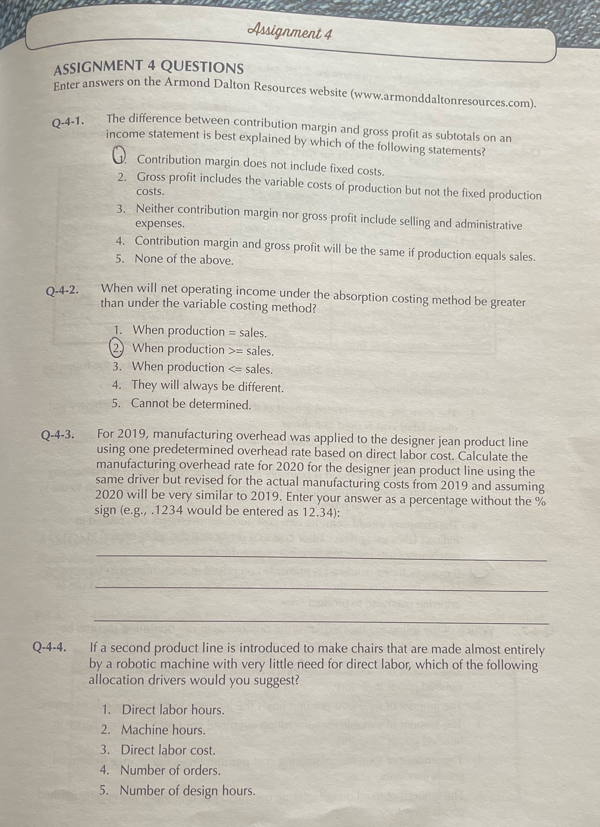 What are the solutions? Assignment 4 ASSIGNMENT 4 QUESTIONS Enter answers on