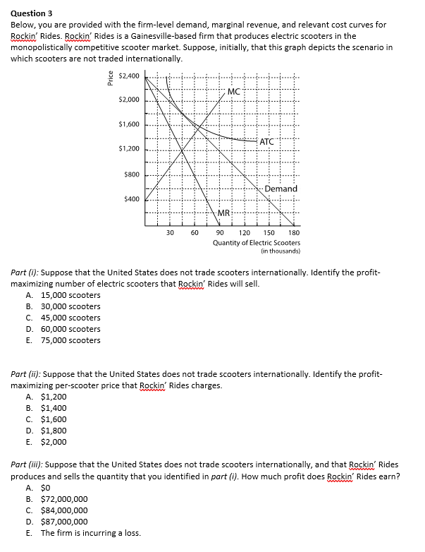 Question 3 Below, you are provided with the firm-level demand, marginal