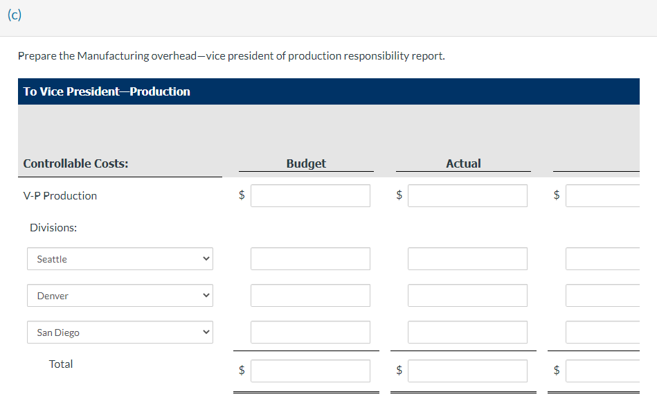 How would I calculate controllable cost for section c? Below is section
