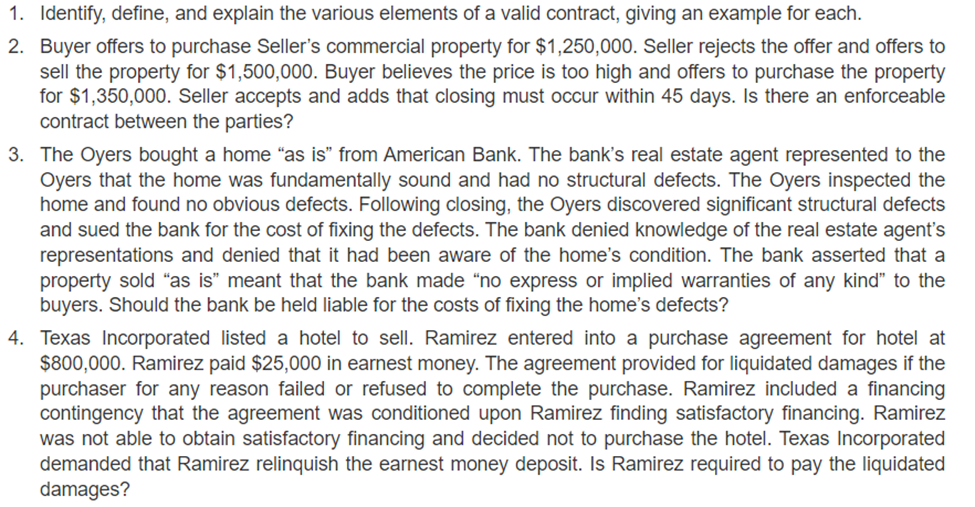 1. Identify, define, and explain the various elements of a valid