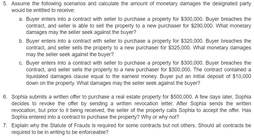 contract, giving an example for each. 2. Buyer offers to purchase Seller's
