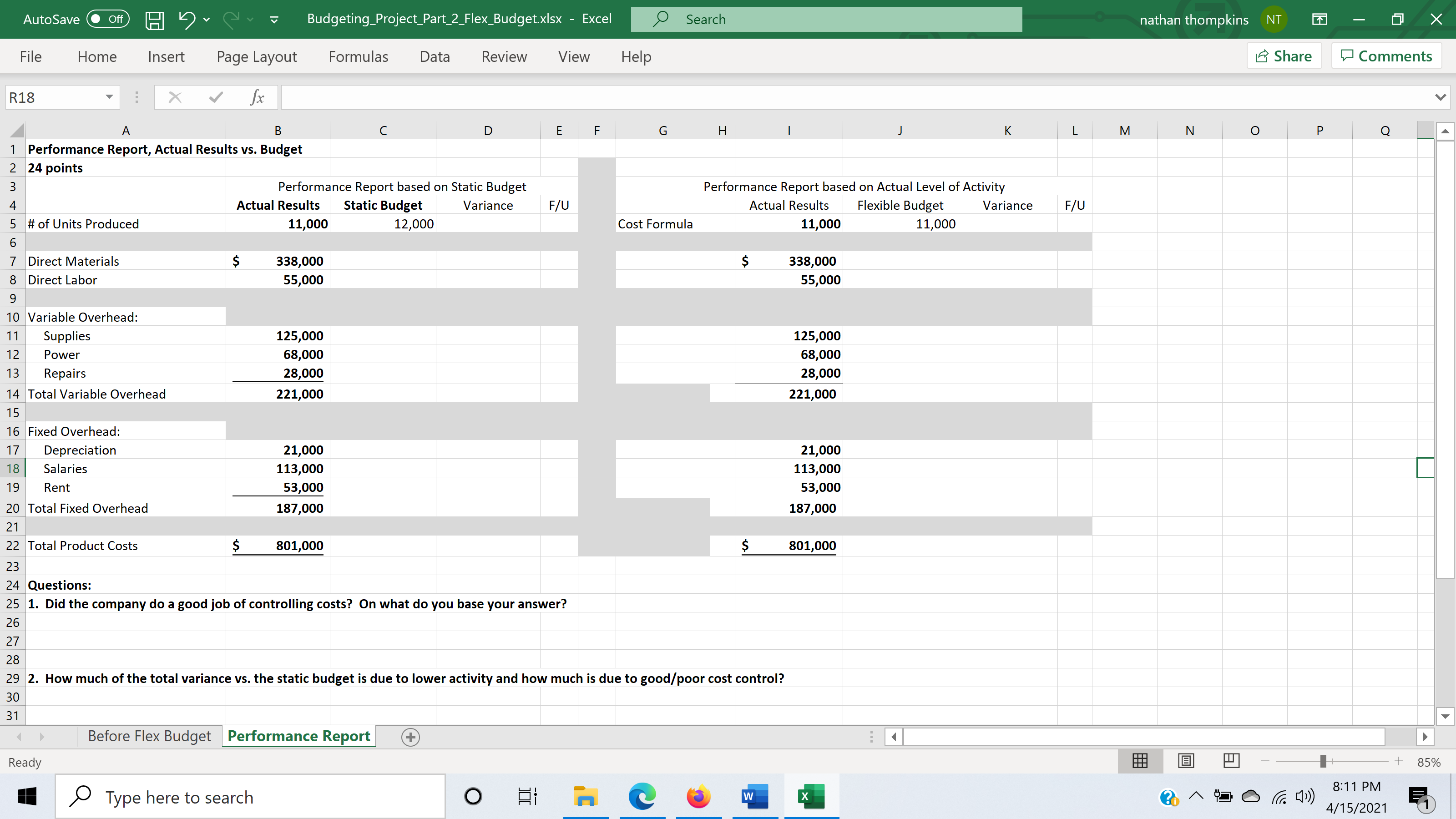 points)The company is doing their planning for the coming year and has